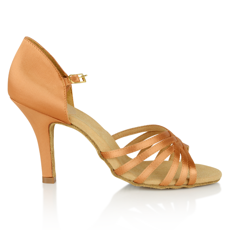 Women's Salsa Street Latin Dancing Shoes by Ray Rose 865 Selene Light Tan Satin