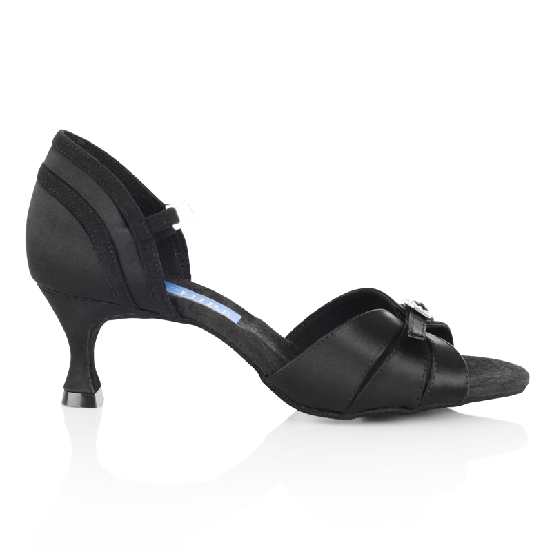 Womens Latin Social Dance Shoes by Ray Rose Pavo Black Satin - Sale Item