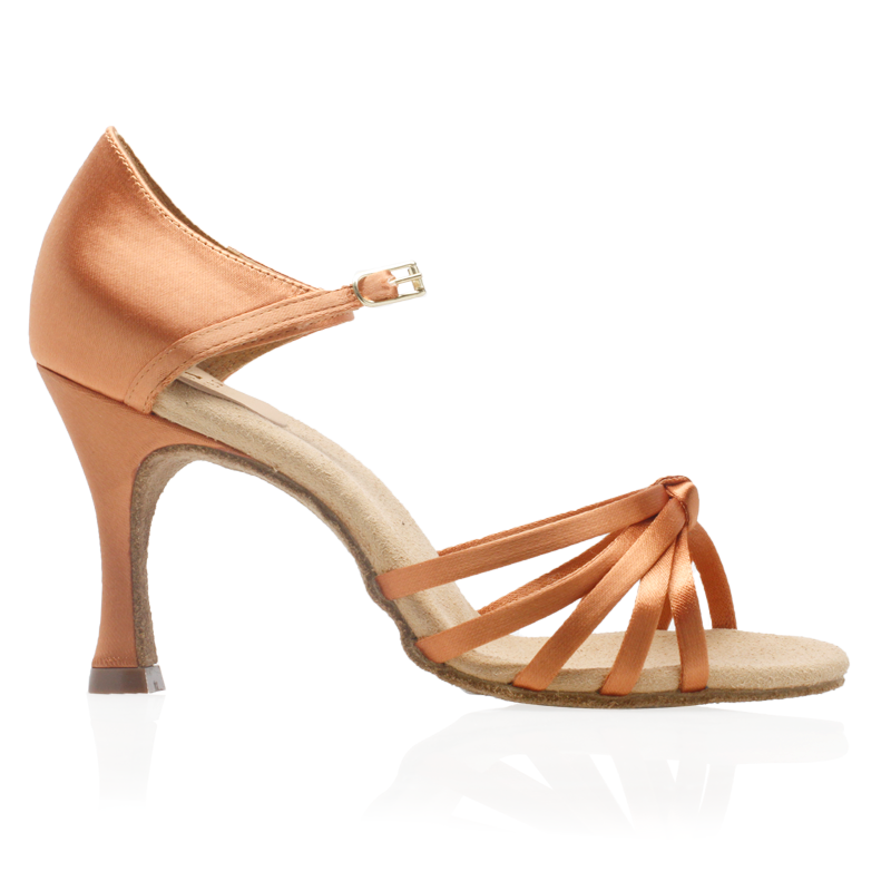Women's Salsa Street Latin Dance Shoes by Ray Rose 825 Drizzle Light Tan Satin