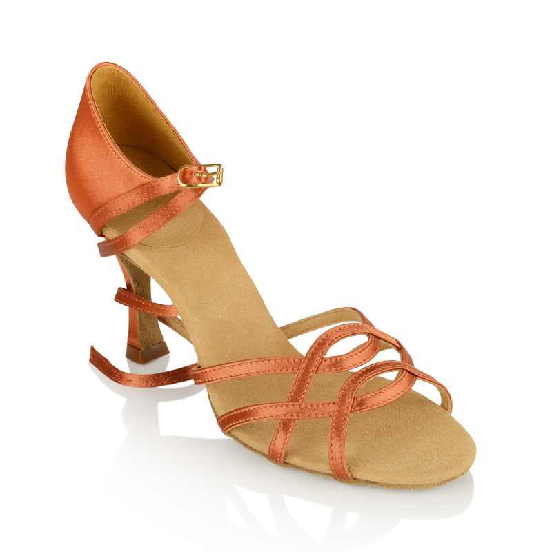 Women's Salsa Street Latin Dancing Shoes by Ray Rose 840 Gobi Dark Tan Satin
