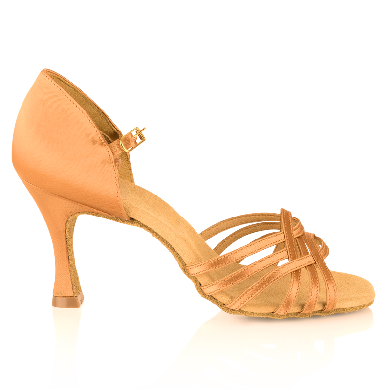 Women's Salsa Street Latin Dancing Shoes by Ray Rose 845 Persephone Light Tan Satin