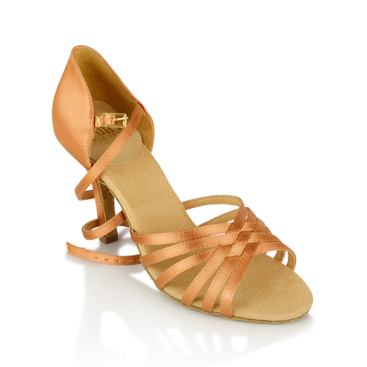 Women's Salsa Street Latin Dancing Shoes by Ray Rose 865 Selene Light Tan Satin