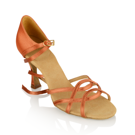 Women's Salsa Street Latin Dancing Shoes by Ray Rose 840 Gobi Dark Tan Satin