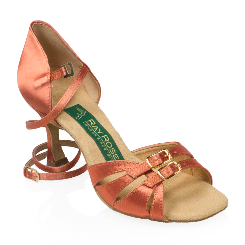 Eomen's Salsa Street Latin Dancing Shoes by Ray Rose Aquila Dark Tan Satin