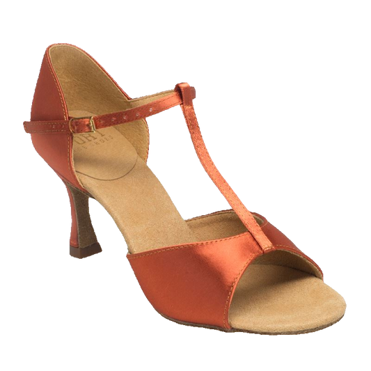 Ray Rose 809 Sahara Dark Tan Satin Latin dance shoes, side view