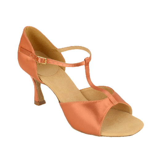 Ray Rose 812 Snow Flake Dark Tan Satin Latin dance shoes