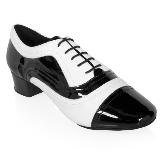 319 Rafael Black Patent & White Leather