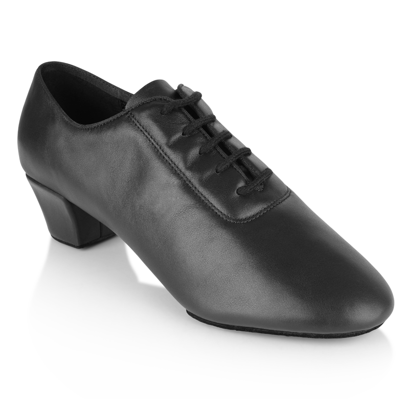 Ray Rose 460 Thunder black leather men's Latin dance shoe, front three-quarter view