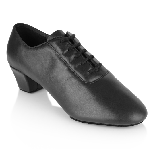 Ray Rose 460 Thunder black leather men's Latin dance shoe, front three-quarter view