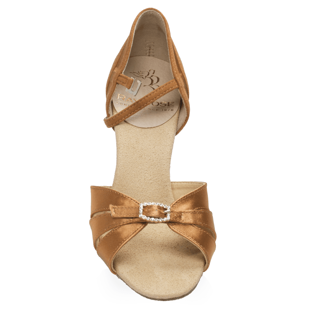 Ray Rose 871 Pavo light tan satin women's Latin dance shoe, front view