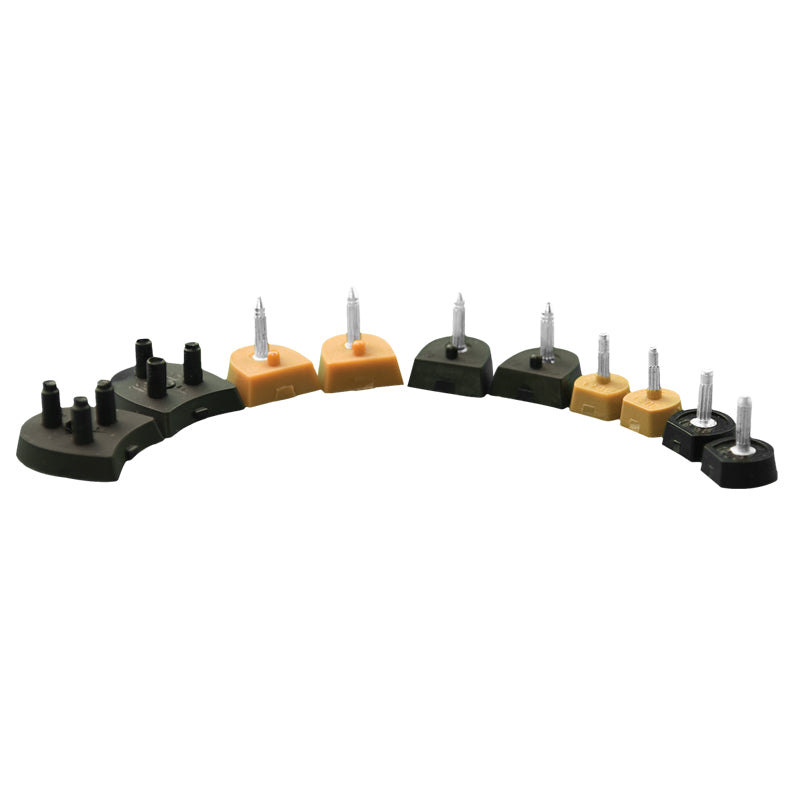 Ray Rose replacement heel tips in black and tan for women's dance shoes