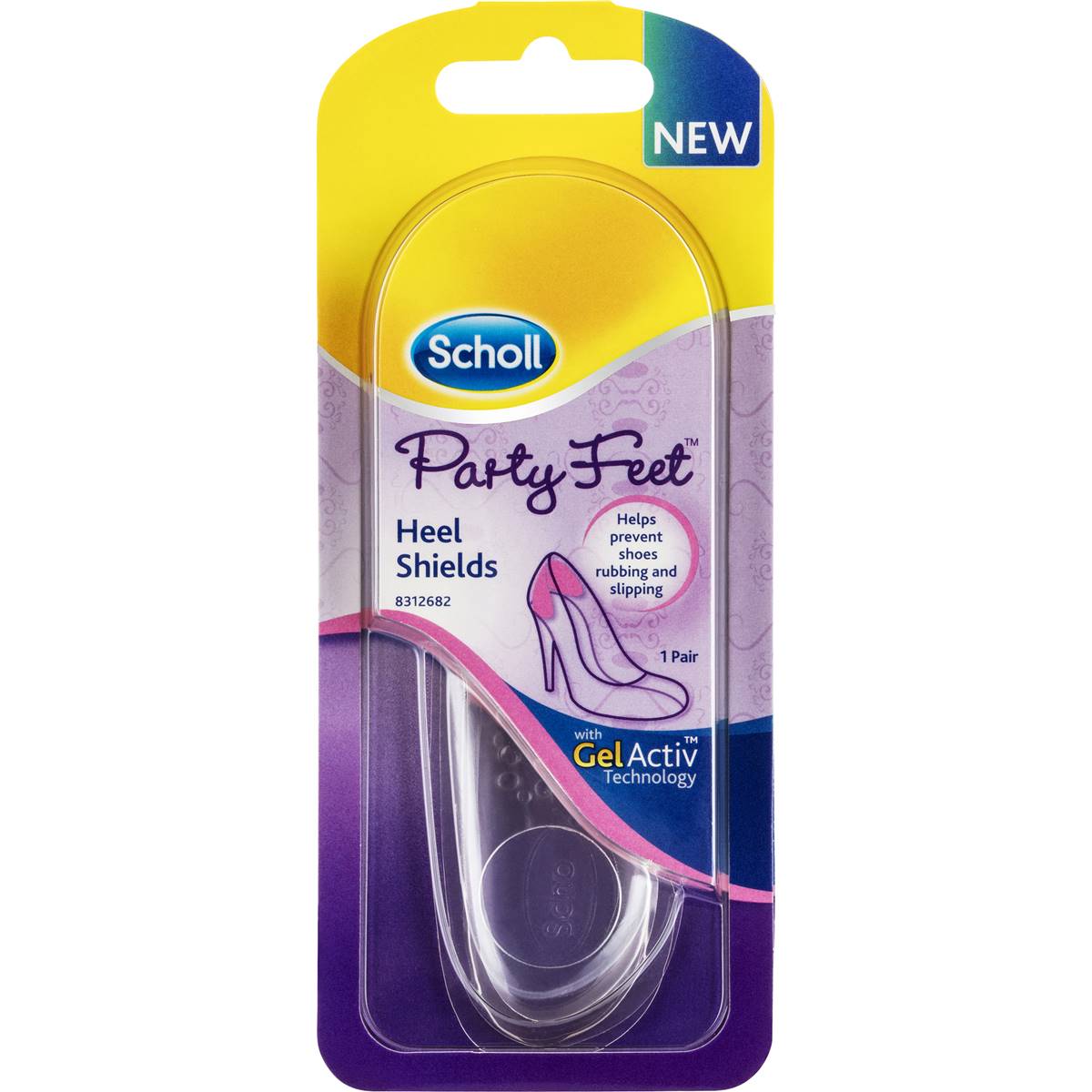 Front packaging of Scholl Party Feet invisible gel heel shields
